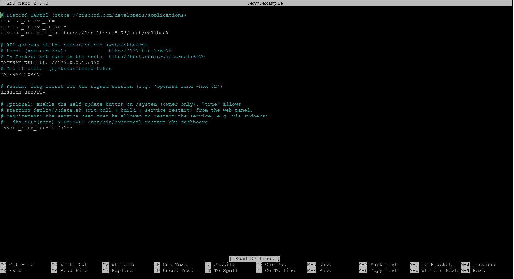 Screenshot: .env file open in an editor